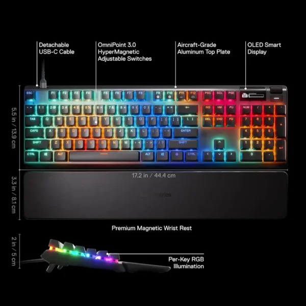 (REACONDICIONADO) TECLADO ALÁMBRICO MECÁNICO APEX PRO GEN 3 STEELSERIES | NEGRO