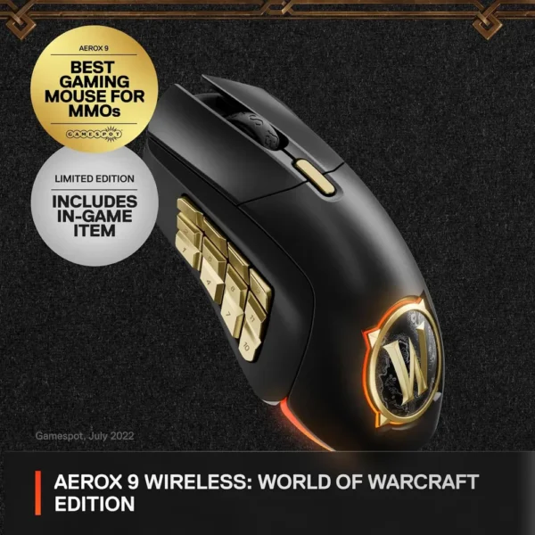 (REACONDICIONADO) MOUSE INALÁMBRICO AEROX 9 WORLD OF WARCRAFT EDITION STEELSERIES | NEGRO