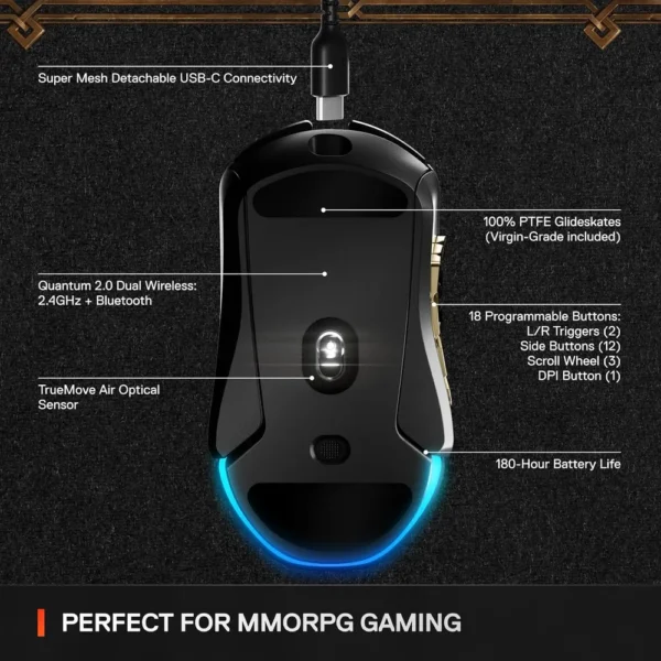 (REACONDICIONADO) MOUSE INALÁMBRICO AEROX 9 WORLD OF WARCRAFT EDITION STEELSERIES | NEGRO