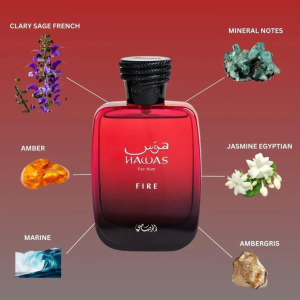 PERFUME RASASI HAWAS FIRE EDP HOMBRE 3.4 OZ / 100 ML