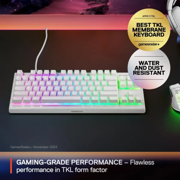 TECLADO ALÁMBRICO APEX 3 TKL STEELSERIES | BLANCO