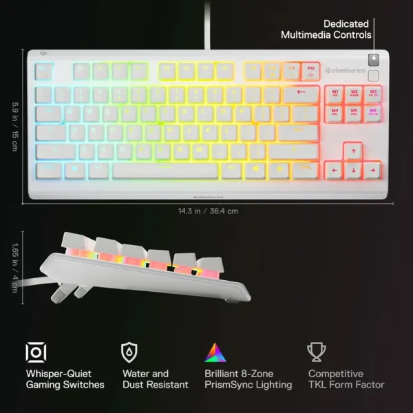 TECLADO ALÁMBRICO APEX 3 TKL STEELSERIES | BLANCO