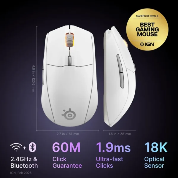 MOUSE INALÁMBRICO RIVAL 3 GEN 2 STEELSERIES | BLANCO