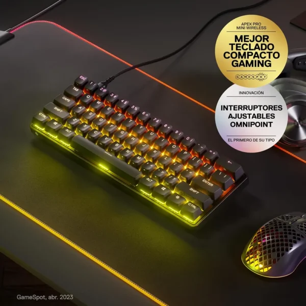 TECLADO ALÁMBRICO MECÁNICO APEX PRO MINI SET 5 PZS STEELSERIES | NEGRO
