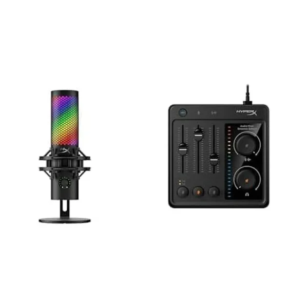MICRÓFONO HYPERX QUADCAST 2 S + AUDIO MIXER (SET) | NEGRO