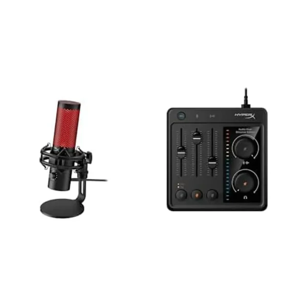 MICRÓFONO HYPERX QUADCAST 2 + AUDIO MIXER (SET) | NEGRO/ROJO
