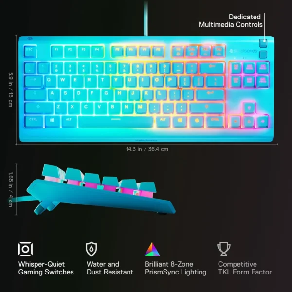 TECLADO ALÁMBRICO APEX 3 TKL STEELSERIES | AQUA