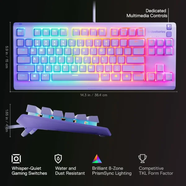 TECLADO ALÁMBRICO APEX 3 TKL STEELSERIES | LAVANDA