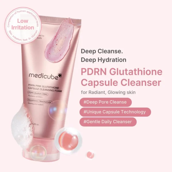 LIMPIADOR FACIAL MEDICUBE PDRN CAPSULAS DE GLUTATION ROSA 4.23 OZ / 120 G