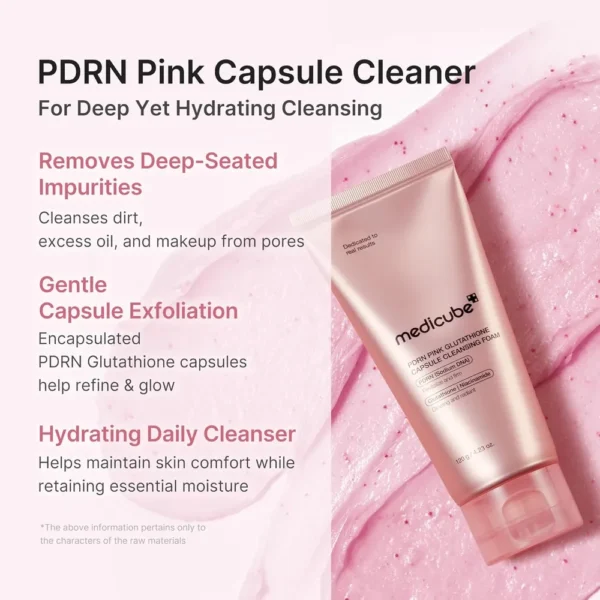 LIMPIADOR FACIAL MEDICUBE PDRN CAPSULAS DE GLUTATION ROSA 4.23 OZ / 120 G