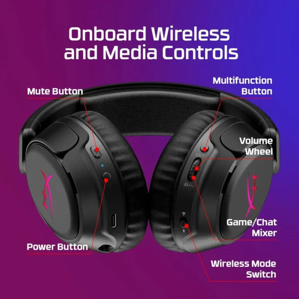 AUDÍFONOS INALÁMBRICOS HYPERX CLOUDX FLIGHT 2 | NEGRO