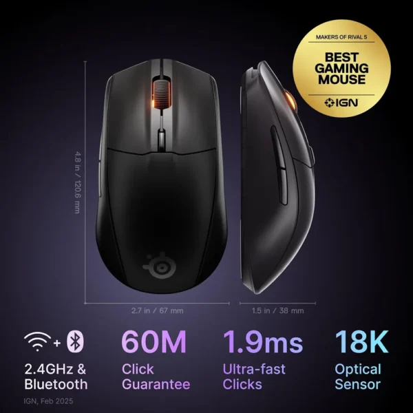 (REACONDICIONADO) MOUSE INALÁMBRICO RIVAL 3 GEN 2 STEELSERIES | NEGRO