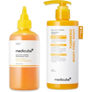 SET EXFOLIANTE Y TONIFICANTE DE CÚRCUMA Y ÁCIDO KÓJICO DE MEDICUBE 2 PZS