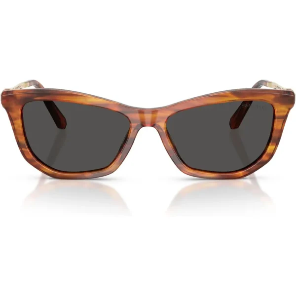 SWAROVSKI MONTURA SK6057 56 MM MUJER | STRIPED HAVANA/DARK GREY