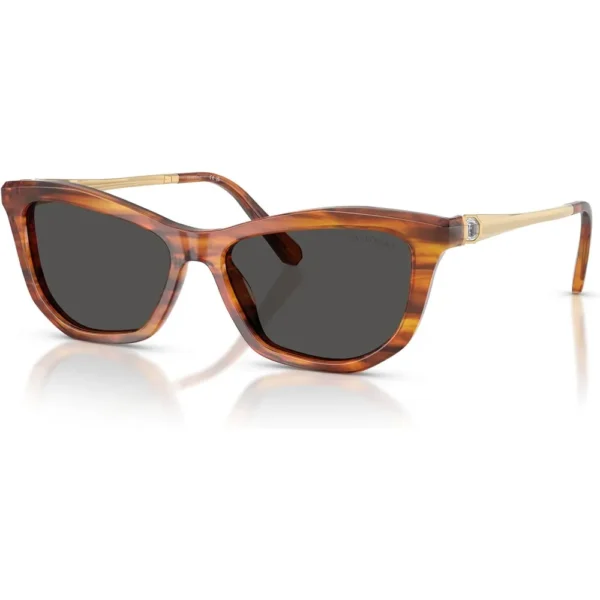 SWAROVSKI MONTURA SK6057 56 MM MUJER | STRIPED HAVANA/DARK GREY