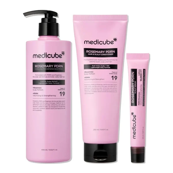 SET COREANO CAPILAR MEDICUBE 13.52 OZ / 400 ML + 8.45 OZ / 250 ML + 0.67 OZ / 20 ML