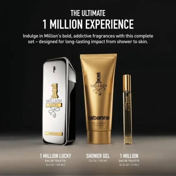 SET PERFUME RABANNE 1 MILLION LUCKY HOMBRE 3 PZS