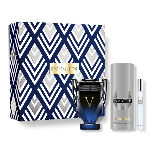 SET PERFUME RABANNE INVICTUS VICTORY ELIXIR HOMBRE 3 PZS