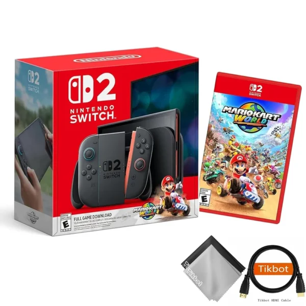 CONSOLA NINTENDO SWITCH 2 + MARIO KART WORLD + HDMI + PAÑO DE LIMPIEZA