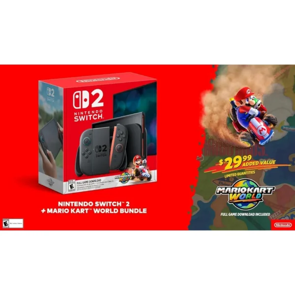 CONSOLA NINTENDO SWITCH 2 + MARIO KART WORLD + HDMI + PAÑO DE LIMPIEZA