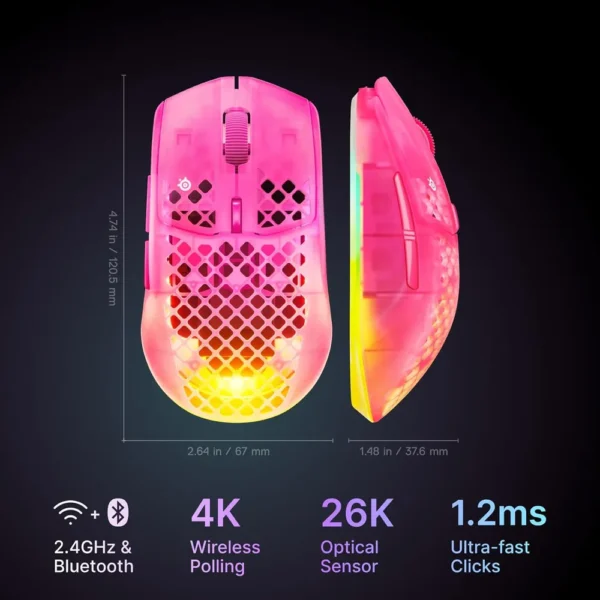 MOUSE INALÁMBRICO AEROX 3 GEN 2 STEELSERIES | MAGENTA HAZE