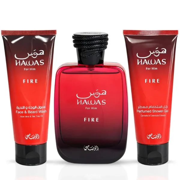 SET DE REGALO RASASI HAWAS FIRE HOMBRE 3 PZS
