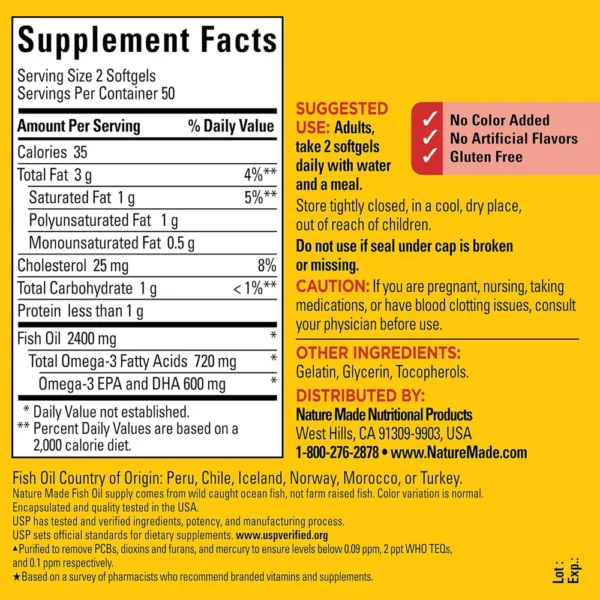 NATURE MADE OMEGA 3 FISH OIL 1200 MG | 100 UND