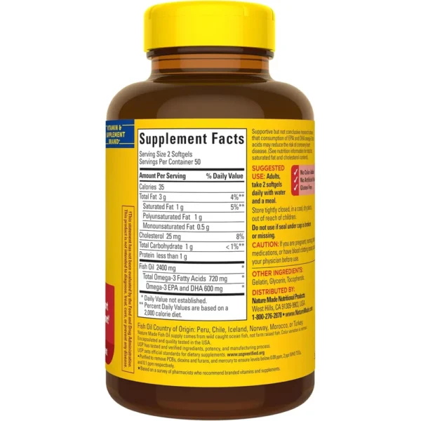 NATURE MADE OMEGA 3 FISH OIL 1200 MG | 100 UND