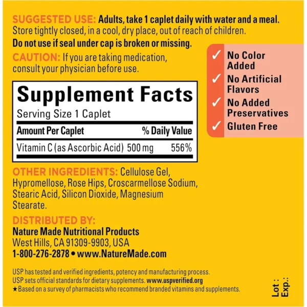 NATURE MADE VITAMINA C 500 MG CON ESCARAMUJO | 130 UND