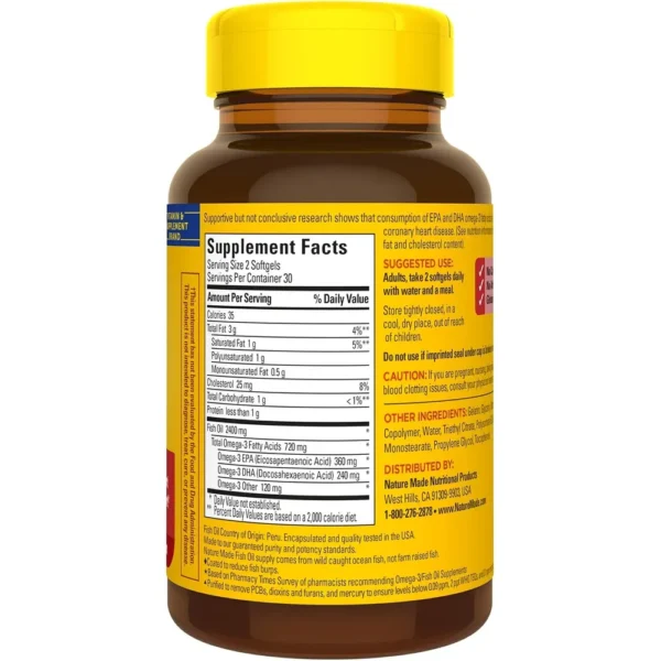 NATURE MADE PACK 3 OMEGA 3 FISH OIL BURP LESS 1200 MG | 60 UND C/U