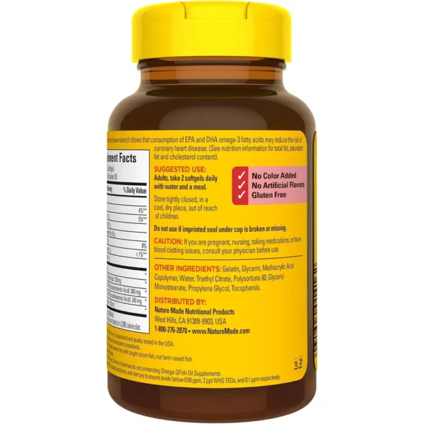 NATURE MADE PACK 3 OMEGA 3 FISH OIL BURP LESS 1200 MG | 60 UND C/U