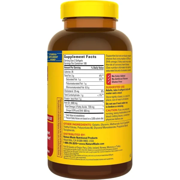 NATURE MADE OMEGA 3 FISH OIL BURP LESS 1200 MG | 200 UND