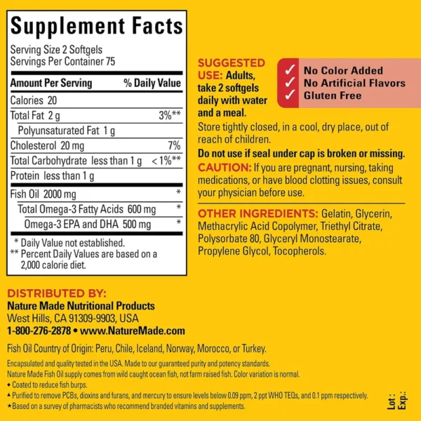 NATURE MADE OMEGA-3 FISH OIL BURP LESS 1000 MG | 150 UND