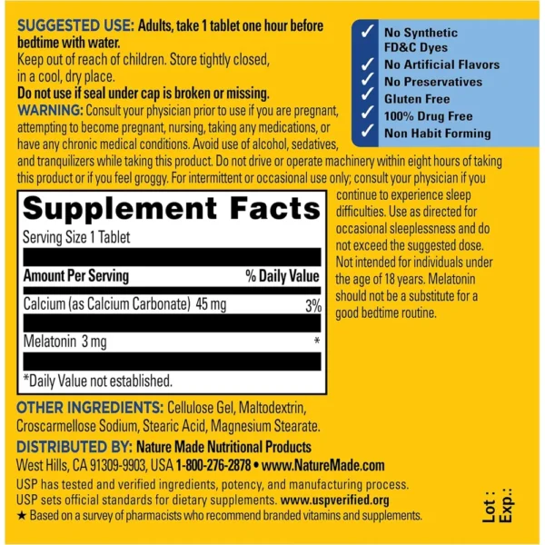NATURE MADE MELATONINA 3 MG | 240 UND