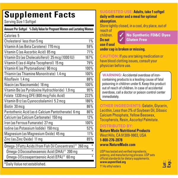 NATURE MADE PRENATAL ÁCIDO FÓLICO + DHA | 90 UND