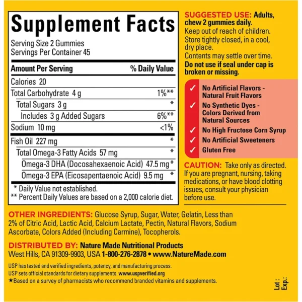 NATURE MADE OMEGA 3 FISH OIL GOMITAS | 90 UND