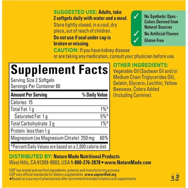 NATURE MADE CITRATO DE MAGNESIO 250 MG | 120 UND