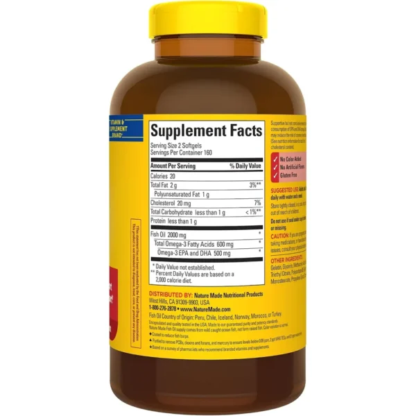 NATURE MADE OMEGA 3 FISH OIL BURP LESS 1000 MG | 320 UND