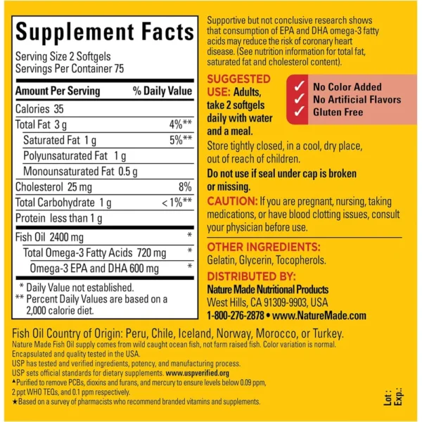 NATURE MADE OMEGA 3 FISH OIL 1200 MG | 150 UND