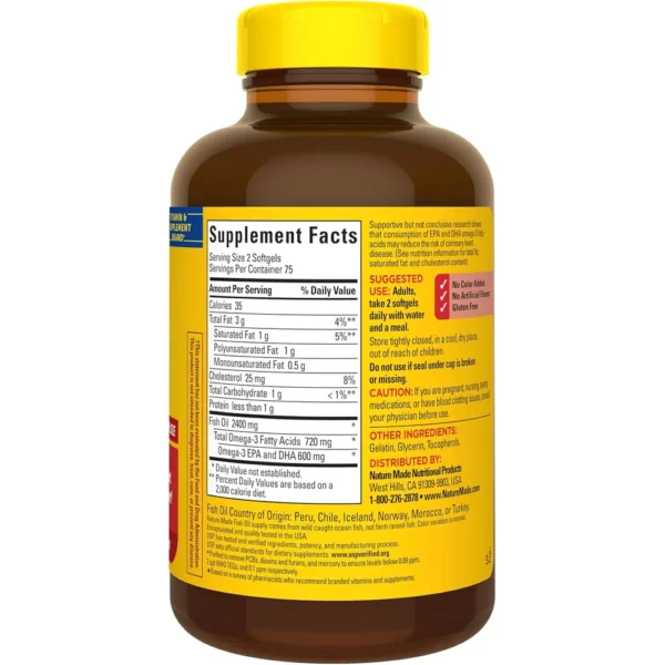 NATURE MADE OMEGA 3 FISH OIL 1200 MG | 150 UND
