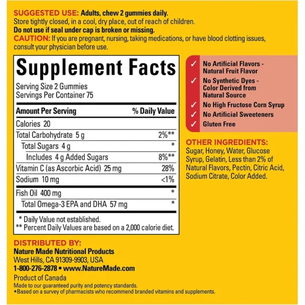 NATURE MADE OMEGA 3 FISH OIL GOMITAS | 150 UND