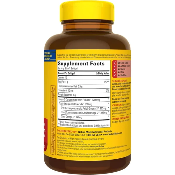 NATURE MADE OMEGA 3 + FISH OIL 1200 MG | 100 UND