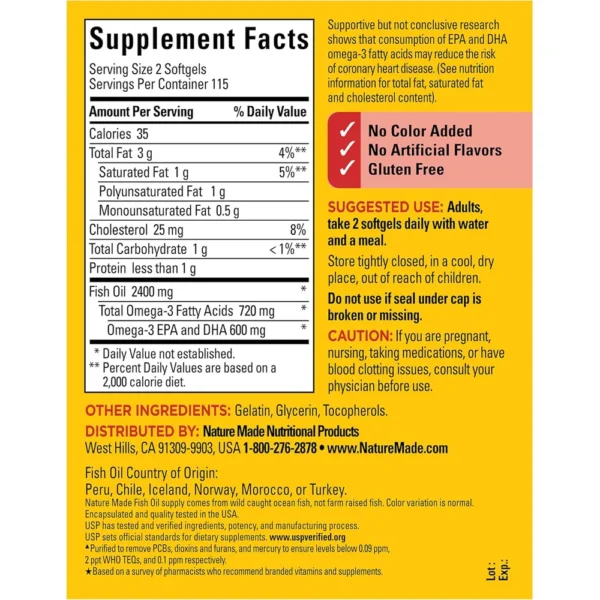 NATURE MADE OMEGA 3 FISH OIL 1200 MG | 230 UND