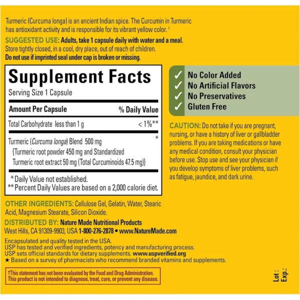 NATURE MADE CÚRCUMA 500 MG | 120 UND