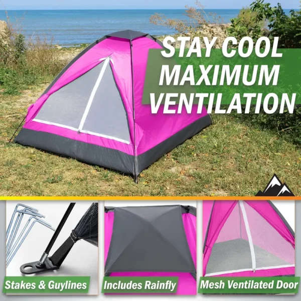 TIENDA DE CAMPAÑA WAKEMAN OUTDOORS FUCSIA  2 PERSONAS