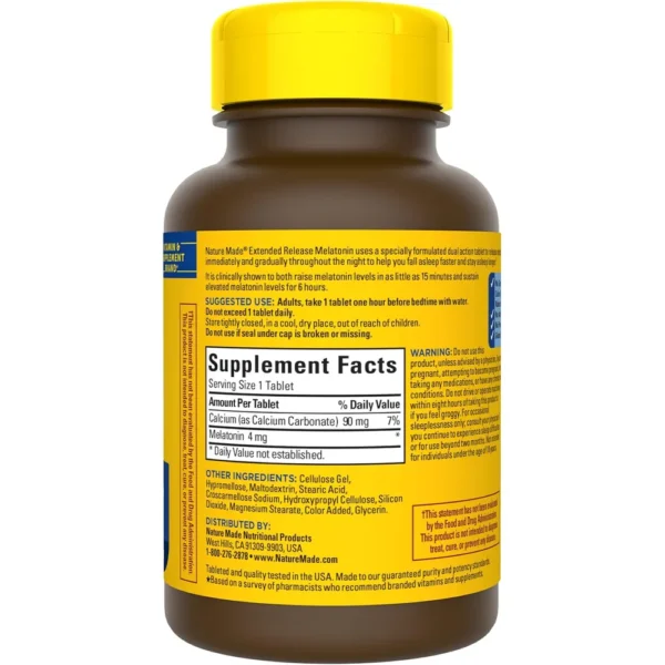 NATURE MADE MELATONINA LIBERACIÓN PROLONGADA 4 MG | 90 UND