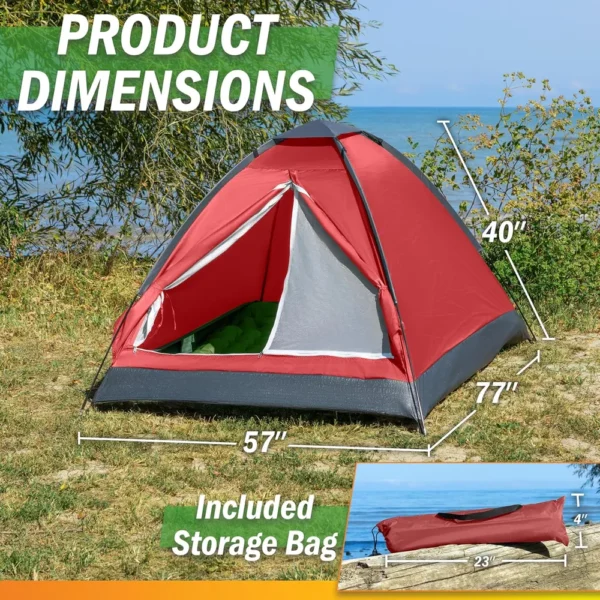 TIENDA DE CAMPAÑA WAKEMAN OUTDOORS ROJO OSCURO 2 PERSONAS