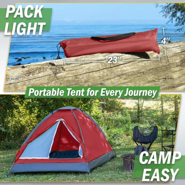 TIENDA DE CAMPAÑA WAKEMAN OUTDOORS ROJO OSCURO 2 PERSONAS