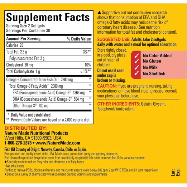 NATURE MADE OMEGA 3 EXTRA FUERTE 2800 MG | 60 UND