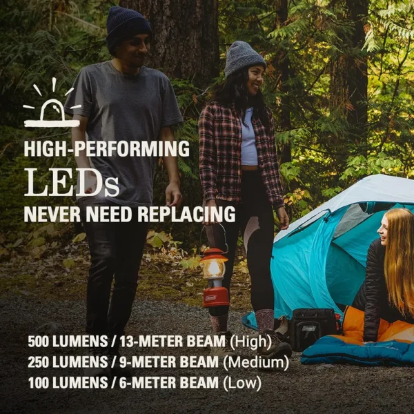 LINTERNA LED CLÁSICA COLEMAN 500 LÚMENES ROJO
